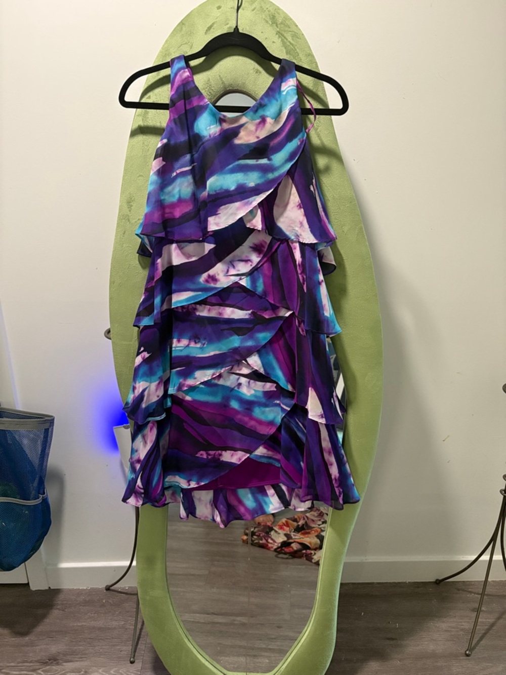 SL Fashions Purple & Teal Layered Ruffle Mini Dress